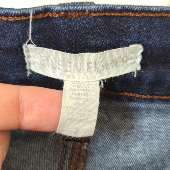 Eileen Fisher Dark Wash Organic Cotton Mid Rise Ankle Cropped Skinny Jeans 2 - Picture 8 of 14
